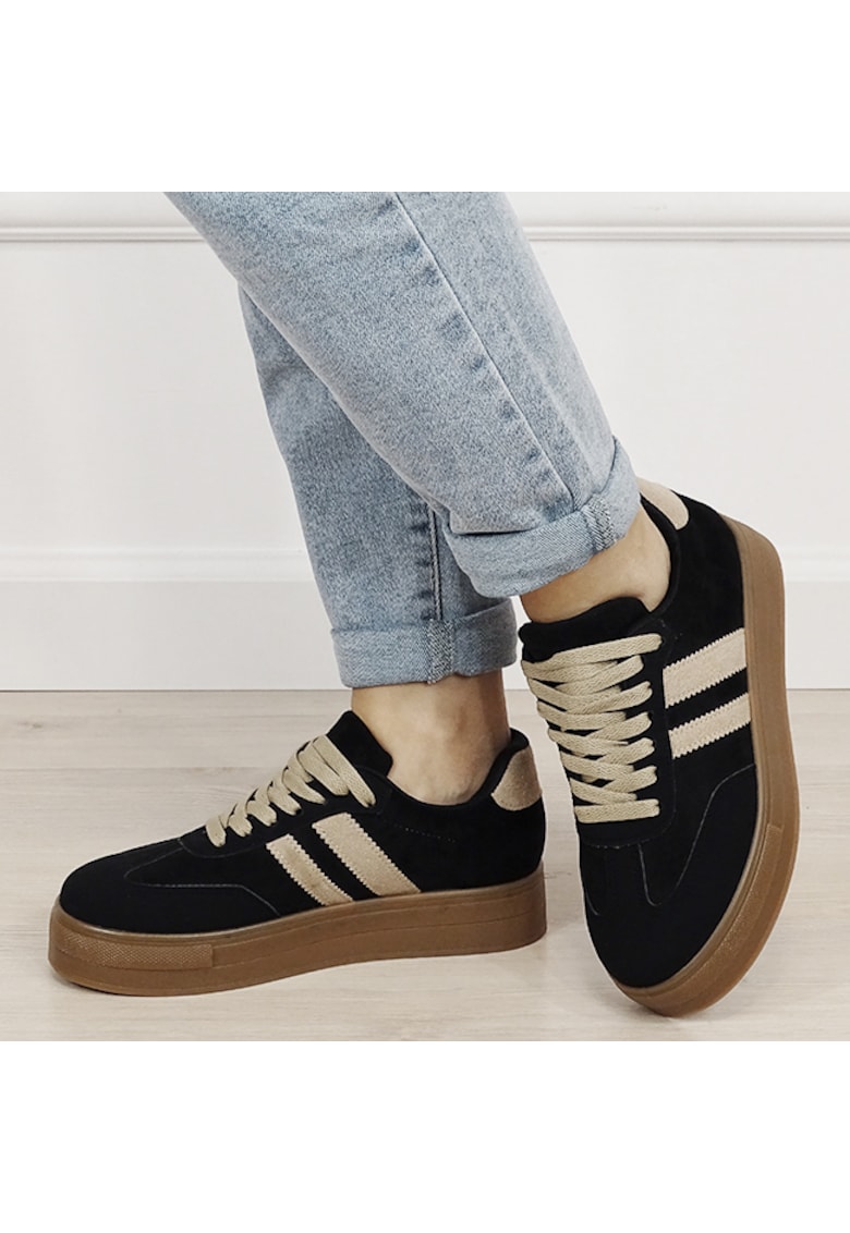 Sneakers negri cu talpa groasa 9059 M2 19400 - Negru