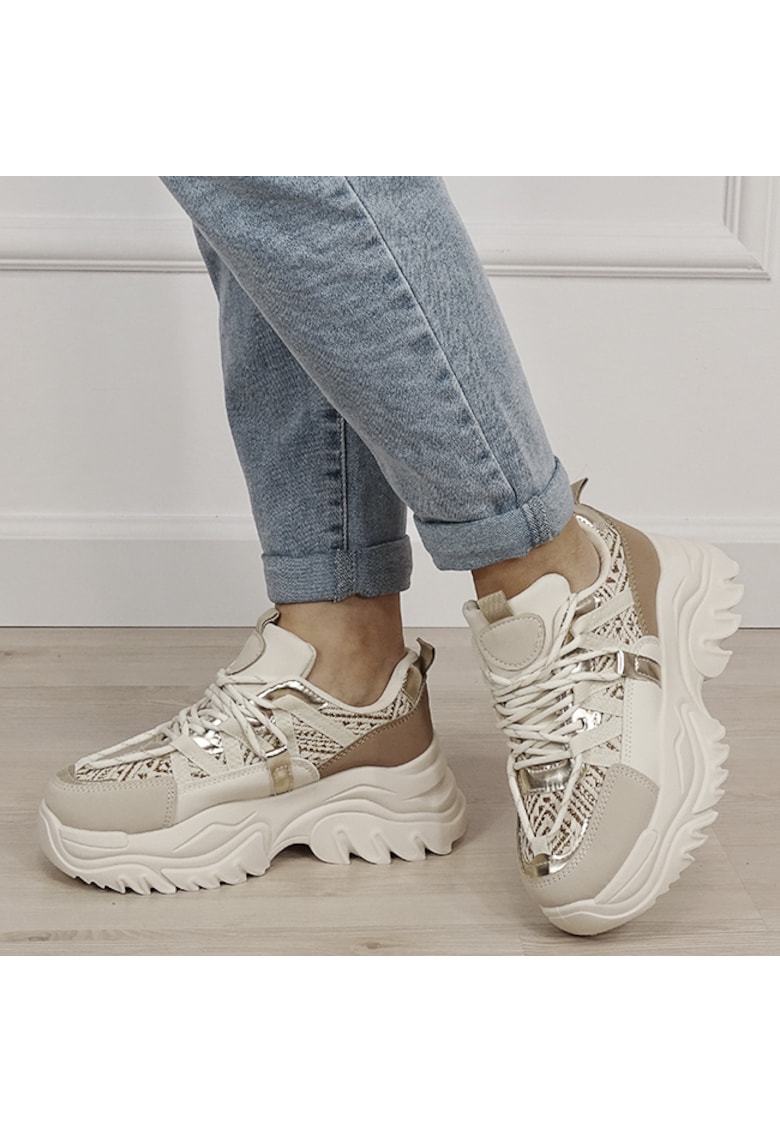 Sneakers bej cu talpa groasa DKB9201 M4 19412 - Bej