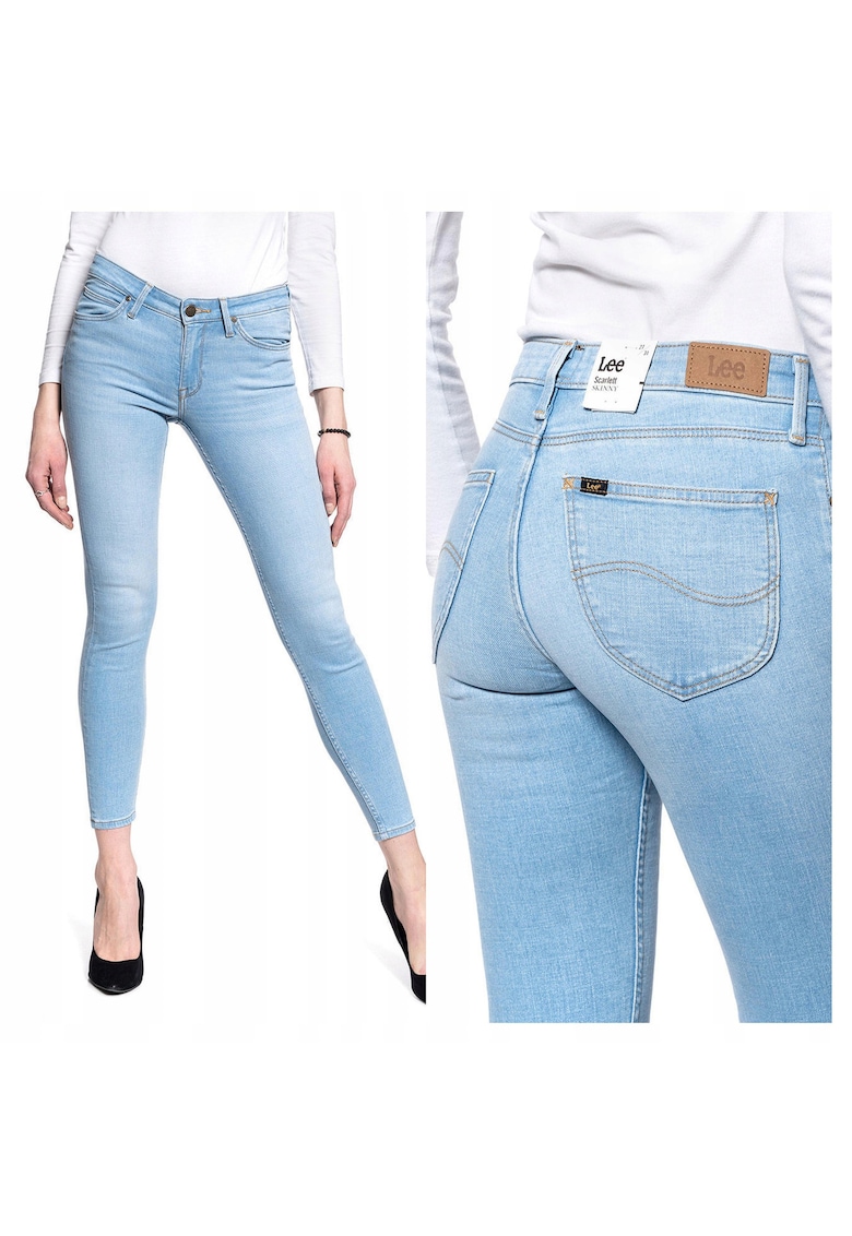 Blugi Dama - Scarlett - Slim Fit - Talie Medie - Lungi - Cu Fermoar - 5 Buzunare - Bumbac - W28-L33 US - Albastru