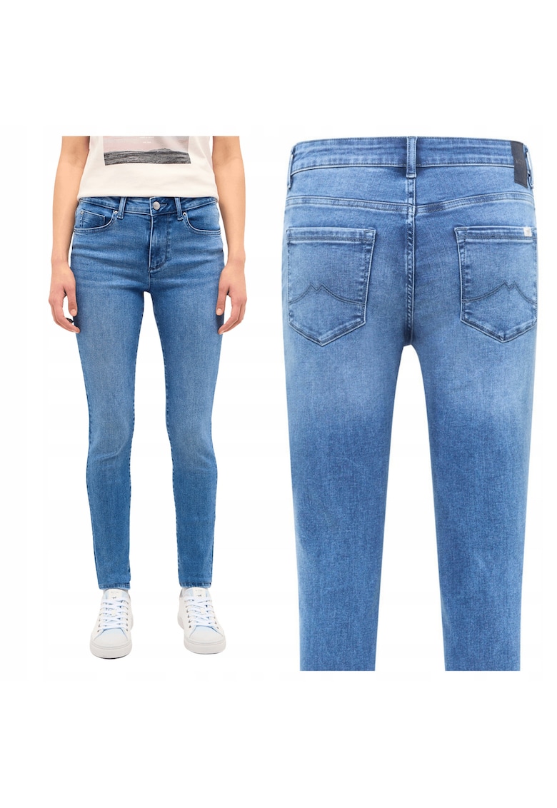 Blugi Dama - Shelby Skinny - Slim Fit - Talie Medie - 5 Buzunare - Fermoar - Lungi - Bumbac - Albastru - Albastru