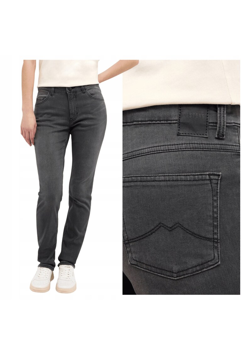 Blugi Dama - Rebecca Slim - Slim Fit - Talie Medie - Lungi - Cu Fermoar - 5 Buzunare - Bumbac - Negru - Negru