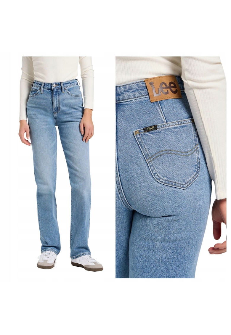 Blugi Dama - June - Straight Fit - Talie Inalta - Lungi - Cu Fermoar - 5 Buzunare - Bumbac - Albastru - Albastru