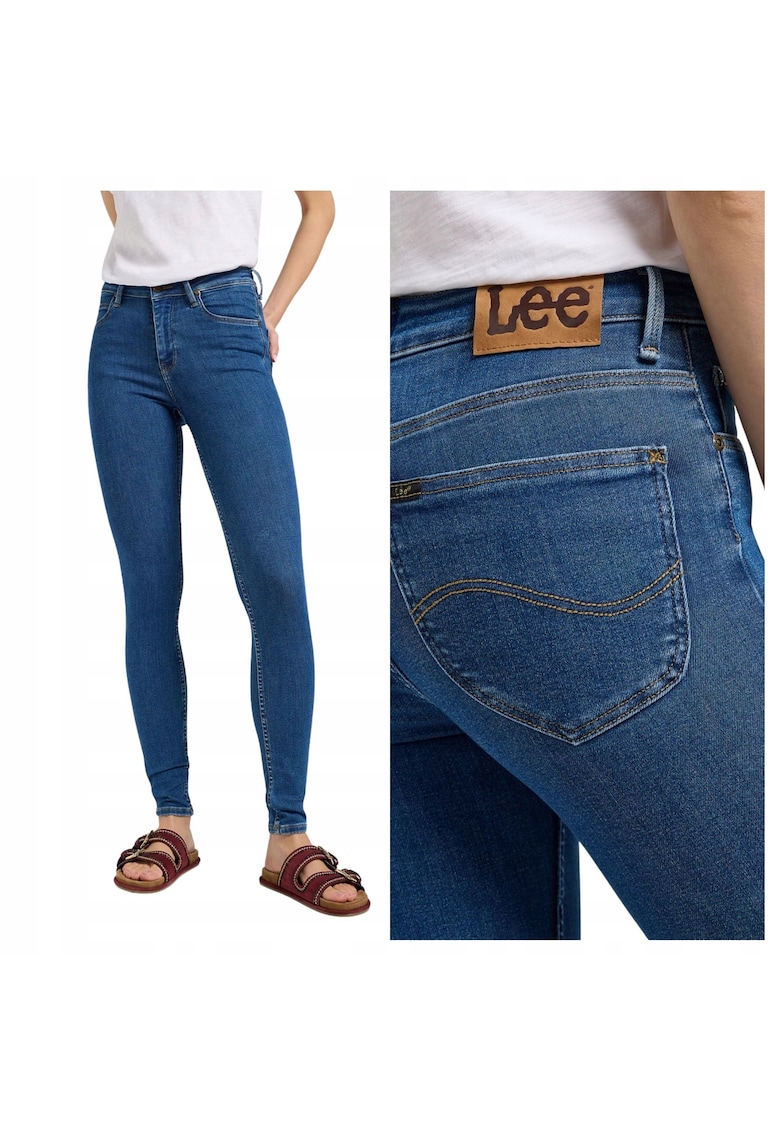 Blugi Dama - Scarlett High - Slim Fit - Talie Inalta - Lungi - Cu Fermoar - 5 Buzunare - Bumbac - Albastru - Albastru