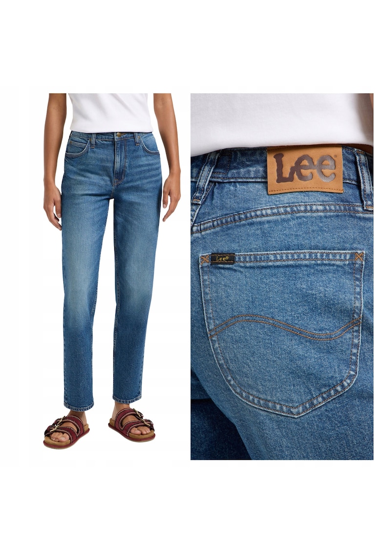 Blugi Dama - Carol - Straight Fit - Talie Inalta - Lungi - Cu Fermoar - 5 Buzunare - Bumbac - Albastru - Albastru