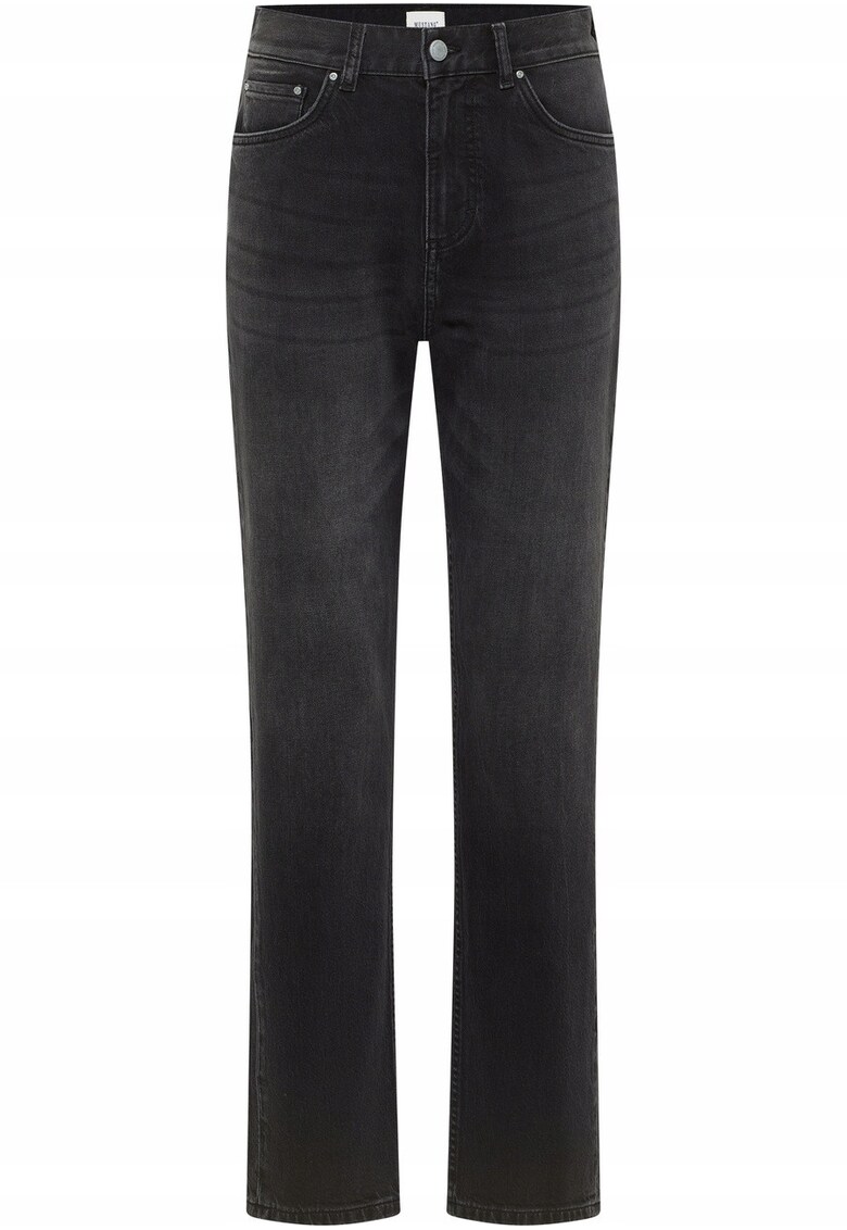 Blugi Dama - Brooks Straight - Straight Fit - Talie Inalta - Lungi - Cu Fermoar - 5 Buzunare - Bumbac - Negru