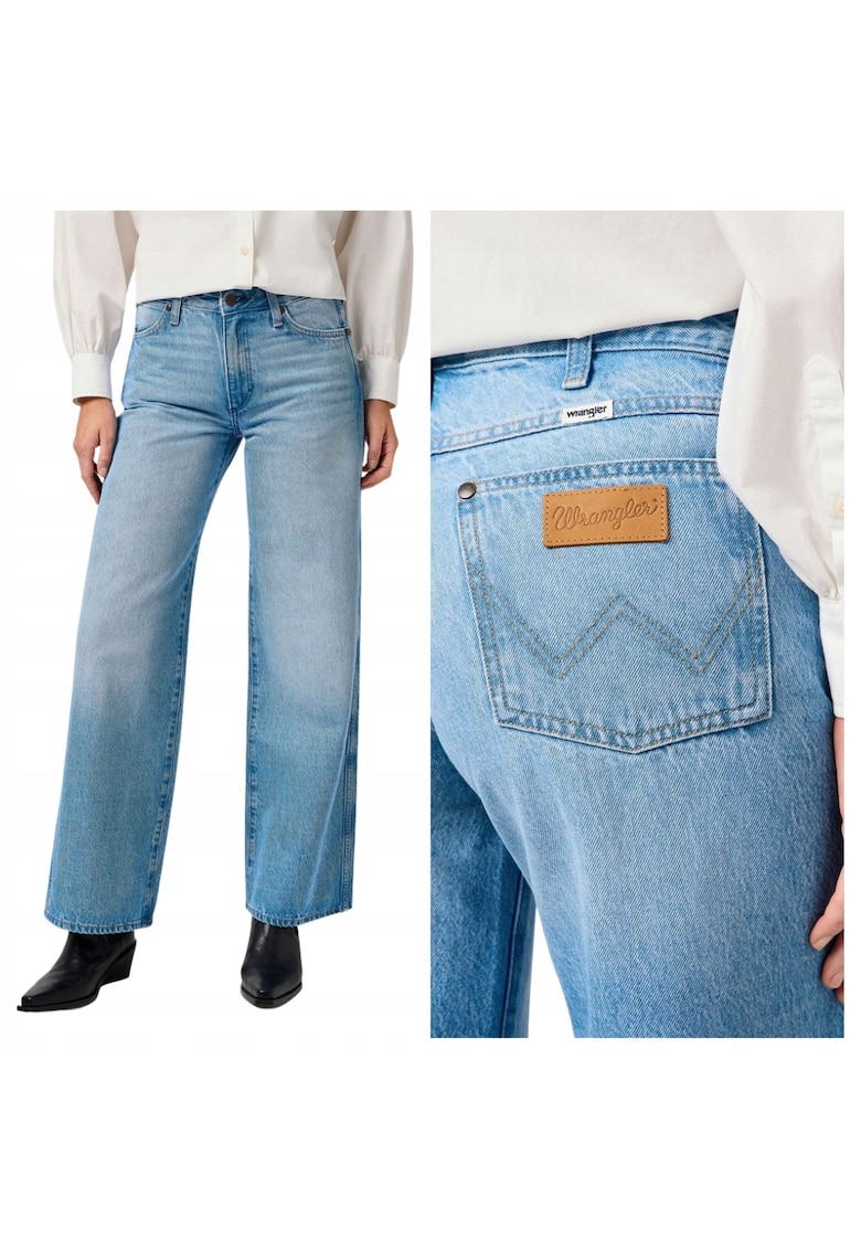 Blugi Dama - World Wide - Straight Fit - Talie Medie - Lungi - Cu Fermoar - 5 Buzunare - Bumbac - Albastru - Albastru