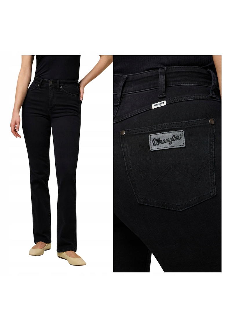 Blugi Dama - Straight - Straight Fit - Talie Medie - 5 Buzunare - Fermoar - Lungi - Bumbac - Negru - Negru