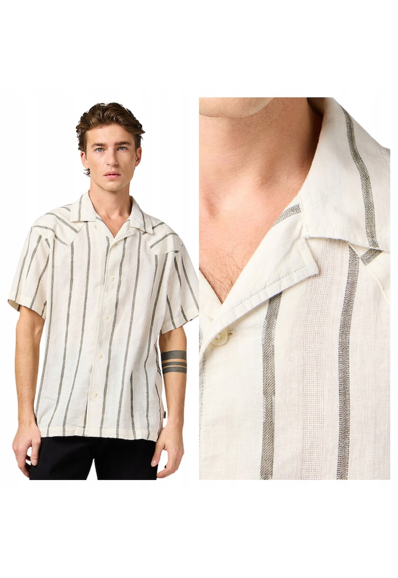 Camasa Barbati - SS W Resort Shirt - Regular Fit - Cu Guler - Cu Nasturi - Design Clasic - Maneci Scurti - Bumbac - Marime L - Alb