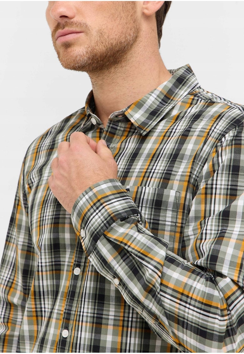 Camasa Barbati - Style Chester Poplin - Regular Fit - Cu Guler - Cu Nasturi - Design Clasic - Maneci Lungi - Bumbac - Verde - Verde