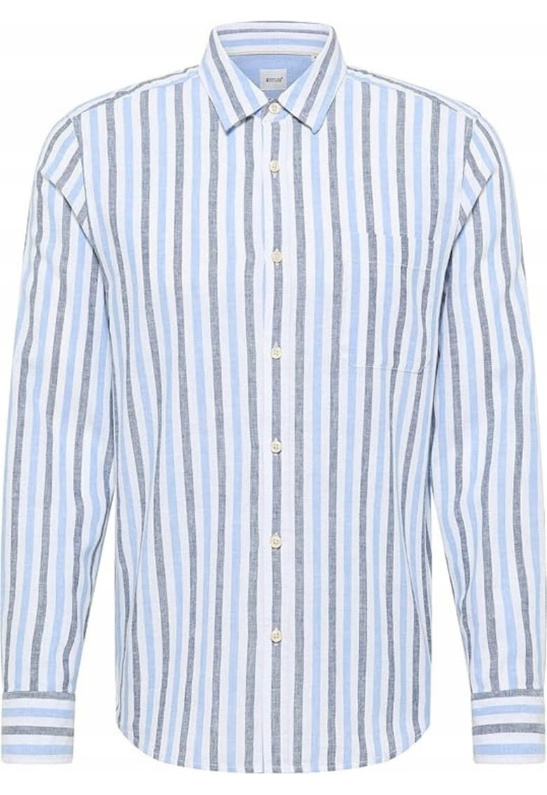 Camasa Barbati - Style Rawlins - Regular Fit - Cu Guler - Cu Nasturi - Design Clasic - Maneci Lungi - Bumbac - Albastru