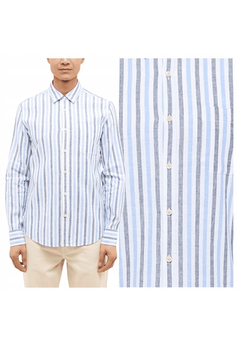 Camasa Barbati - Style Rawlins - Regular Fit - Cu Guler - Cu Nasturi - Design Clasic - Maneci Lungi - Bumbac - Albastru