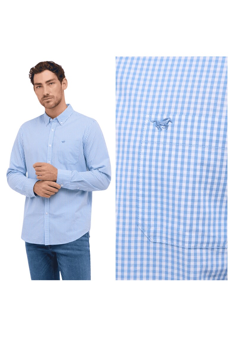 Camasa Barbati - Chester - Regular Fit - Cu Guler - Cu Nasturi - Design Clasic - Maneci Lungi - Bumbac - Marime S - Albastru