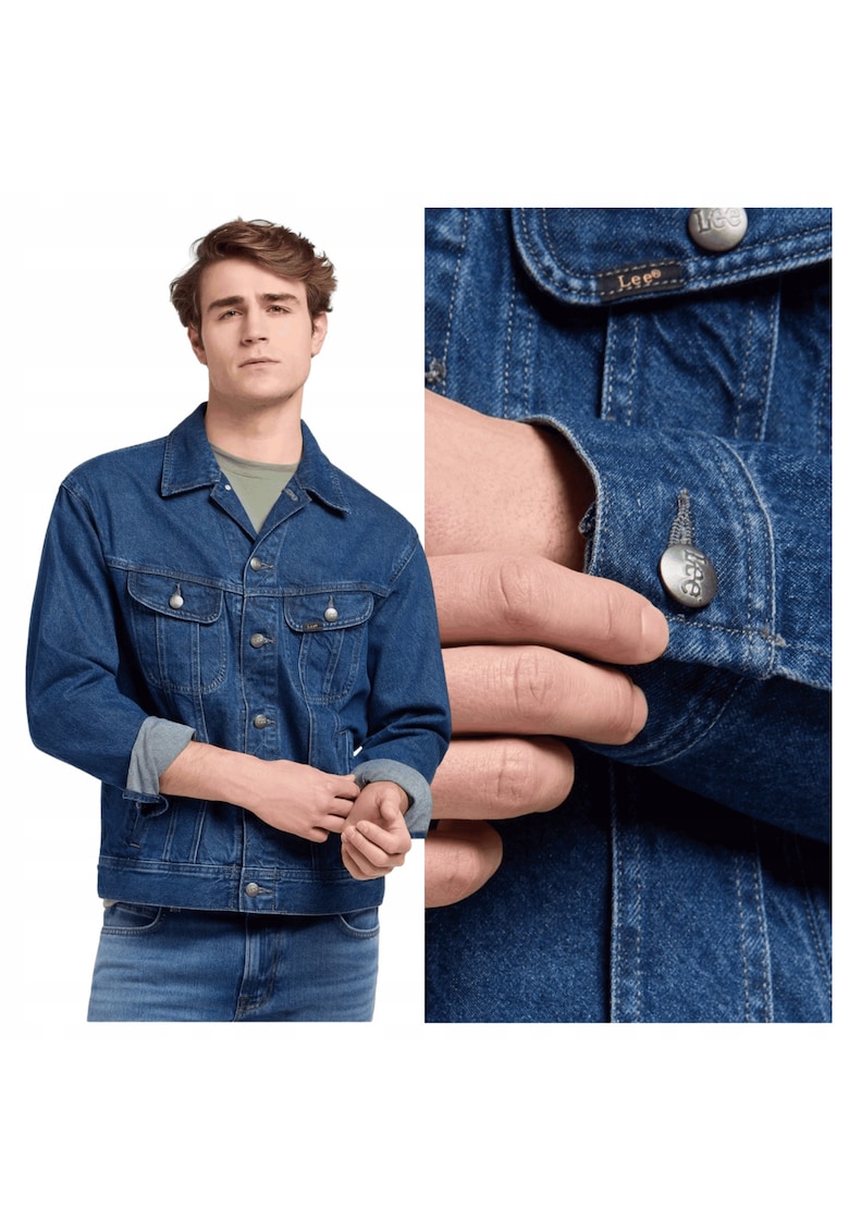 Jacheta Barbati - Relaxed Rider Jacket - Regular Fit - Cu Guler - Cu Nasturi - Caldura Si Confortabila - Maneci Lungi - Bumbac - Albastru - Albastru