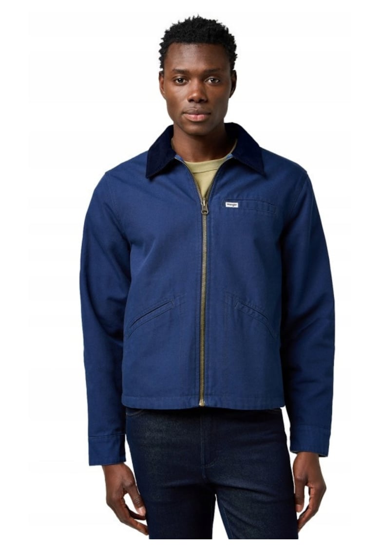 Мъжко яке - Utility Jacket - Regular Fit - С яка - Цип - Топло и Удобно - Дълги ръкави - Памук - Синьо - Син