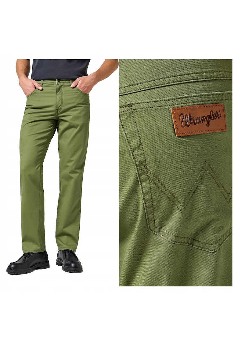 Pantaloni Barbati - Texas - Lungi - Straight Fit - Talie Medie - 5 Buzunare - Fermoar - Bumbac - Verde