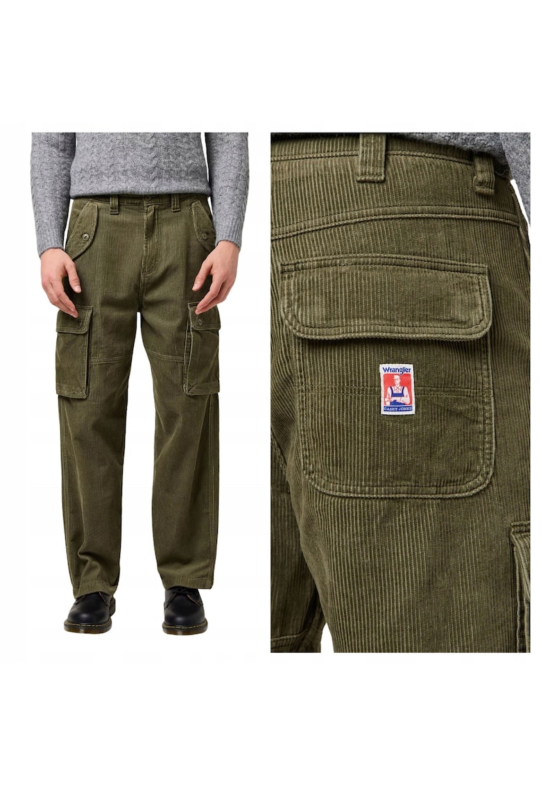 Pantaloni Barbati - Casey Cargo - Straight Fit - Talie Medie - Fermoar - 6 Buzunare - Lungi - Bumbac - W31-L32 US - Verde