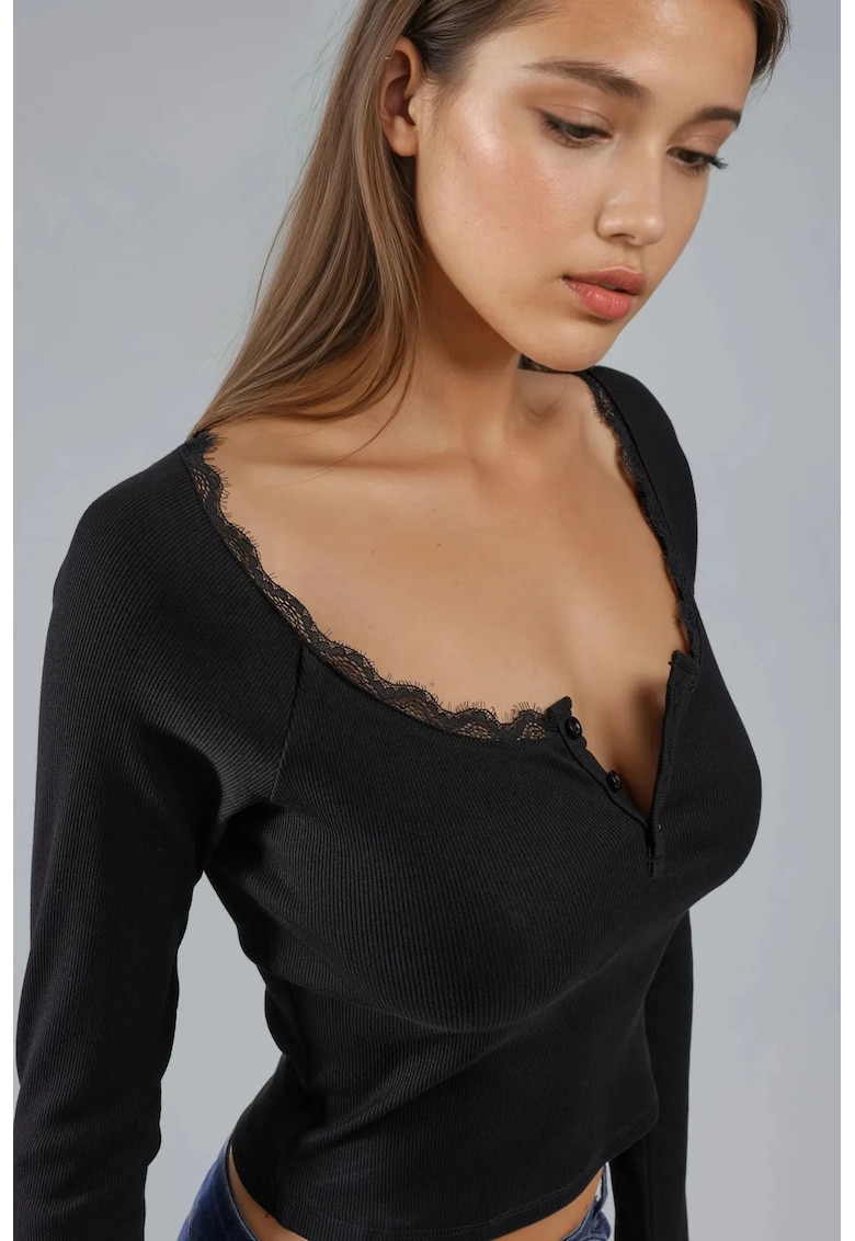 Bluza dama - Negru - Jerseu -