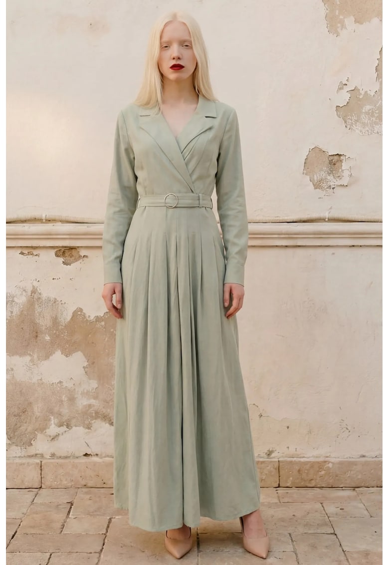 Rochie Maxi - maneci lungi - verde menta - bumbac si in