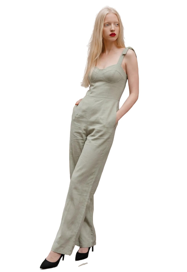 Salopeta dama - fara maneci - verde - amestec de in -