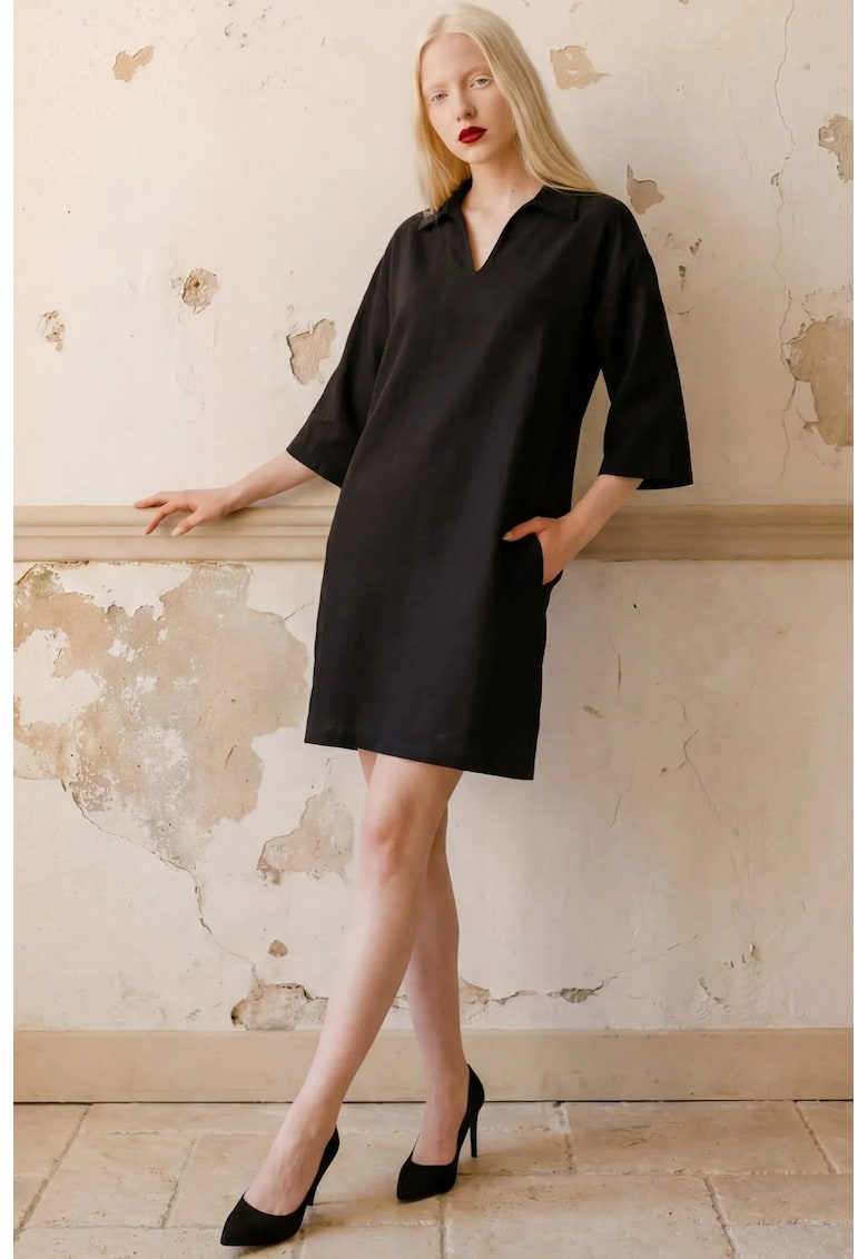 Rochie Mini Guler Polo - Negru - In
