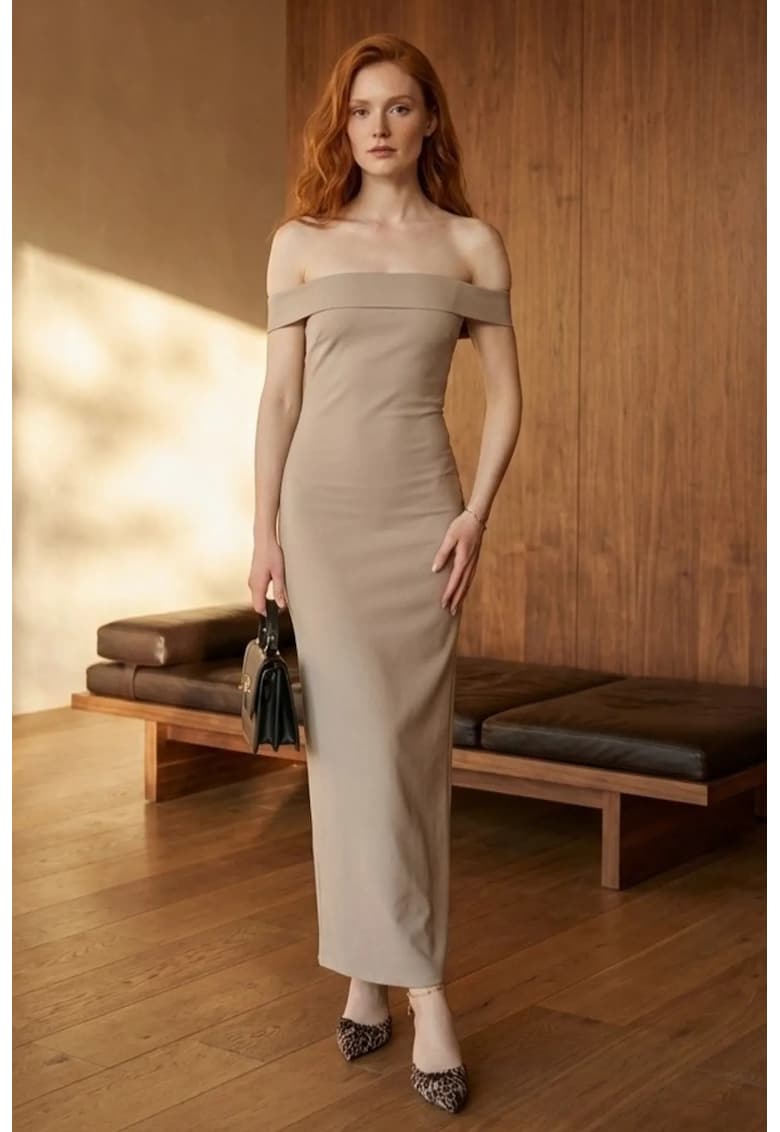 Rochie Maxi Bodycon bej - crep