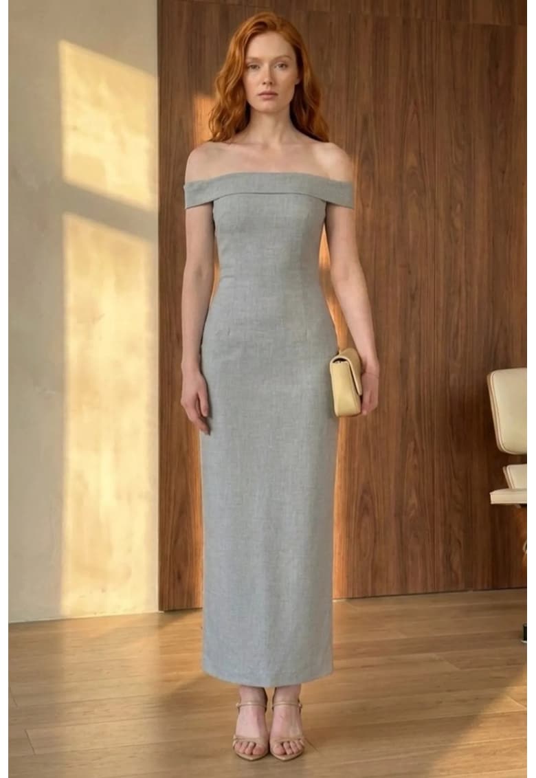 Rochie Maxi Bodycon Gri - Crep