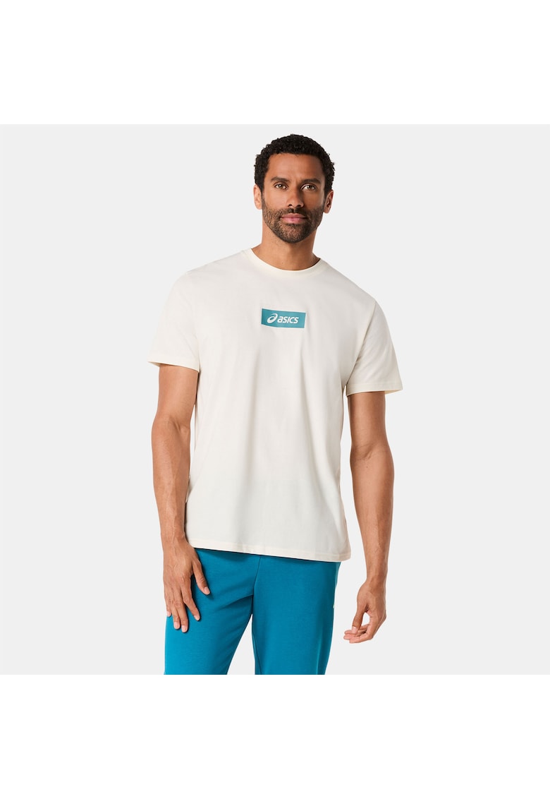 Tricou sport barbati logo pe piept - alb