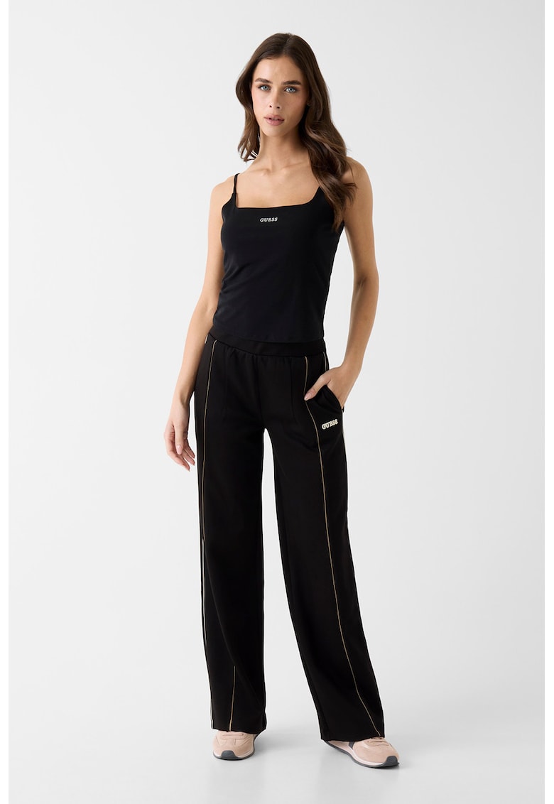 Pantaloni de trening cu croiala dreapta si logo - Negru