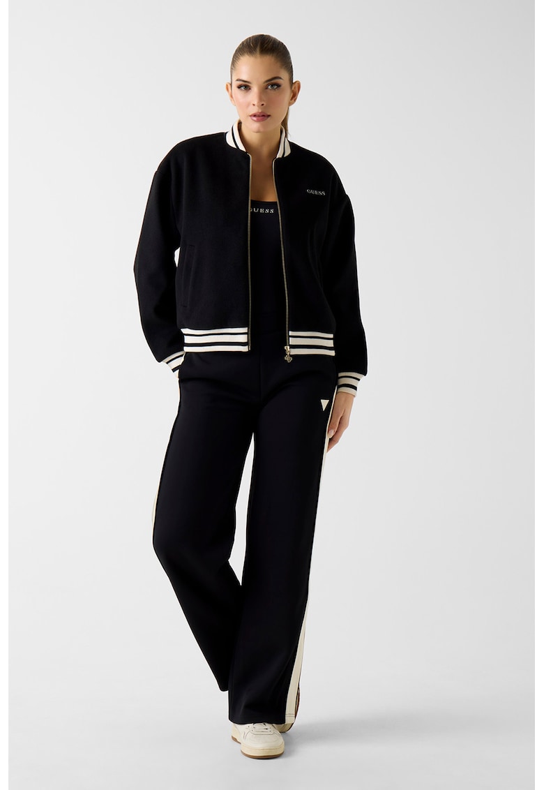 Jacheta de trening cu fermoar si logo - Negru