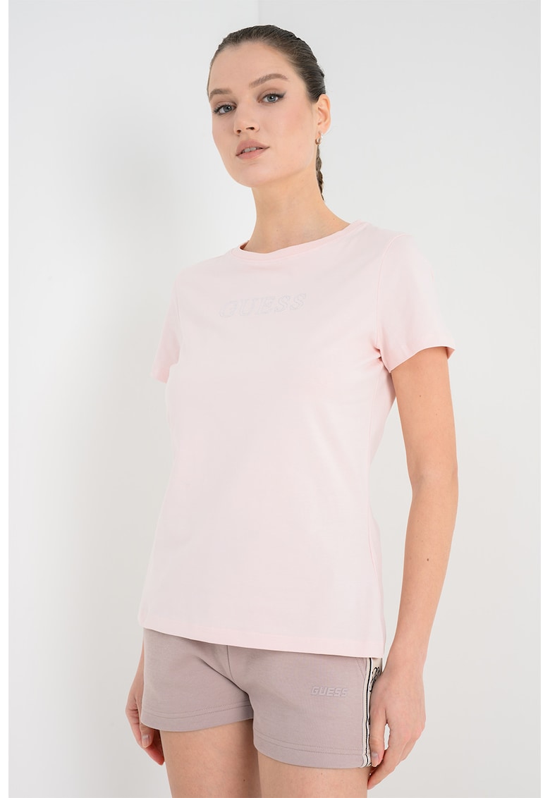 Tricou cu logo - pentru fitness - Roz pastel