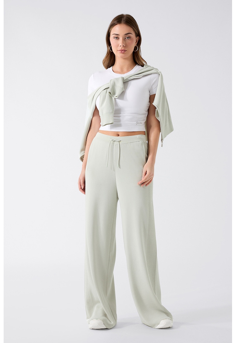 Pantaloni cu croiala ampla si talie medie - Verde pal