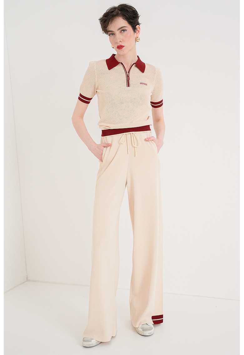 Pantaloni cu croiala ampla si talie medie - Bej