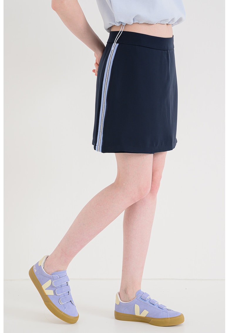 Fusta-pantalon scurta cu benzi laterale contrastante - Bleumarin