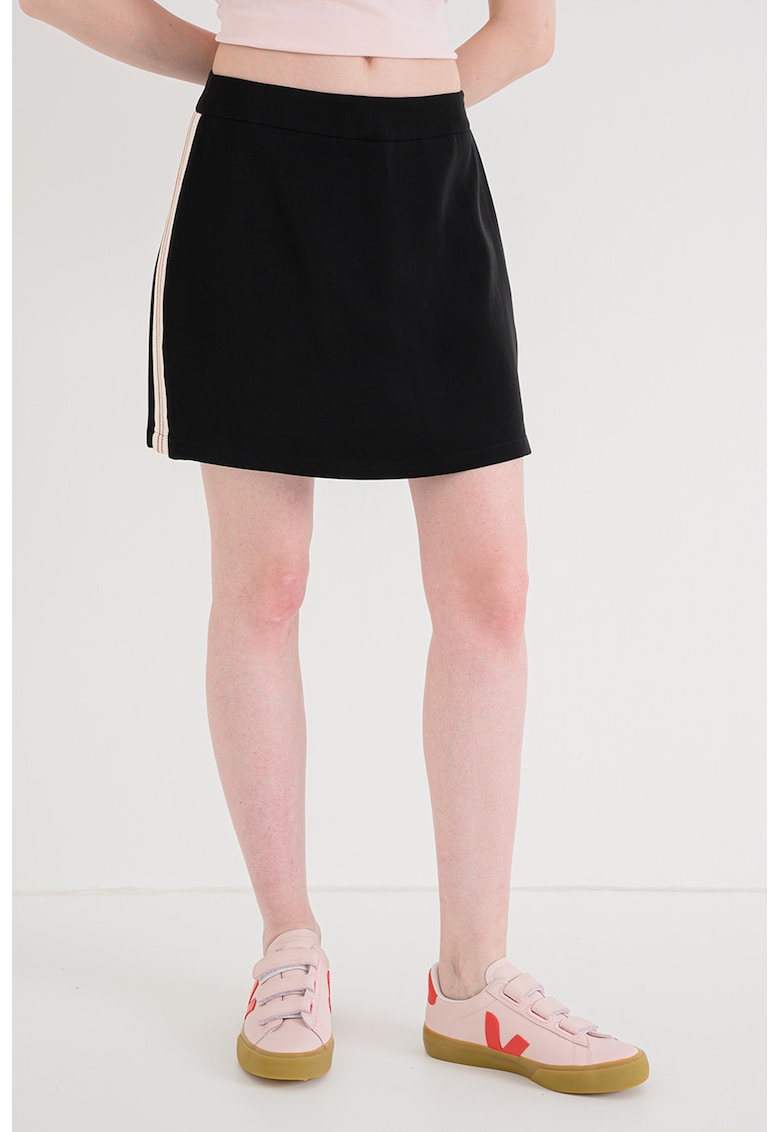 Fusta-pantalon scurta cu benzi laterale contrastante - Negru