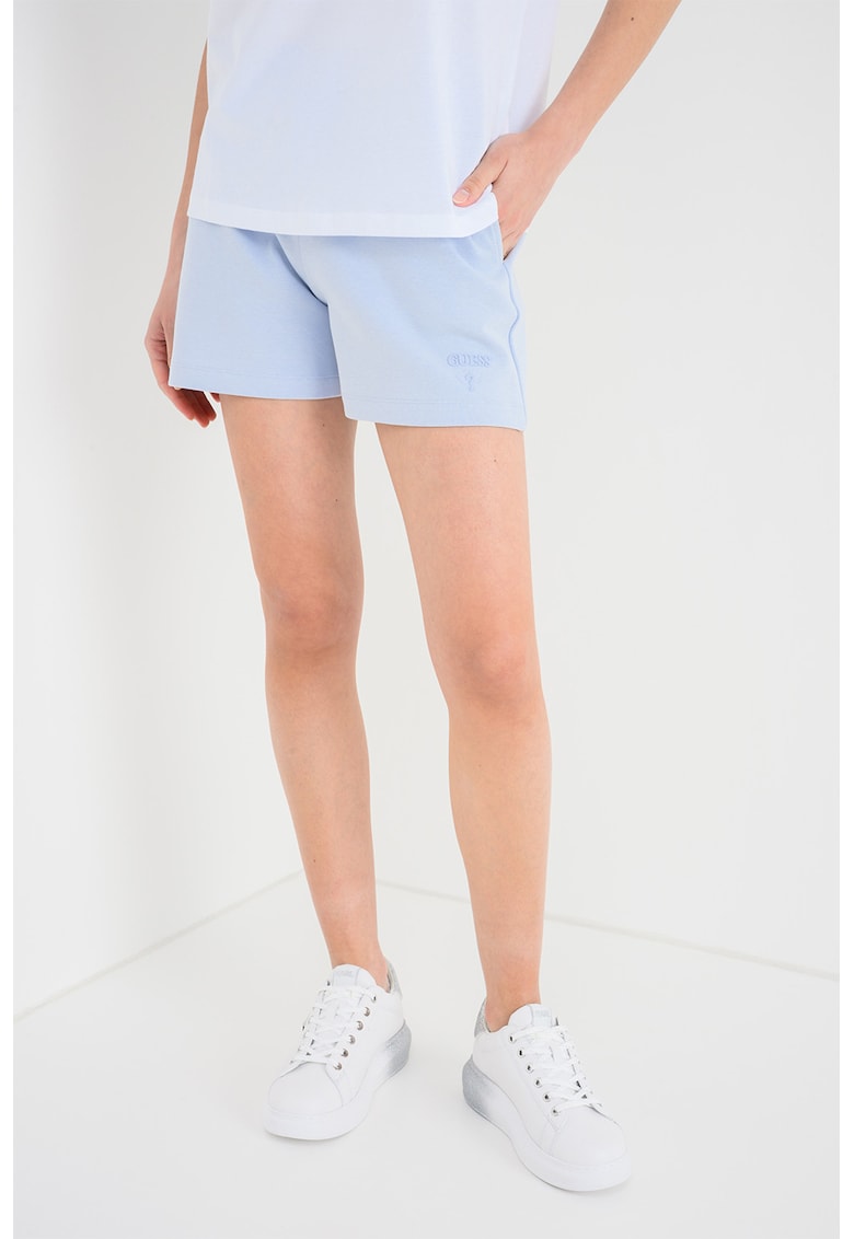Pantaloni scurti din neopren cu logo - pentru fitness - Albastru deschis