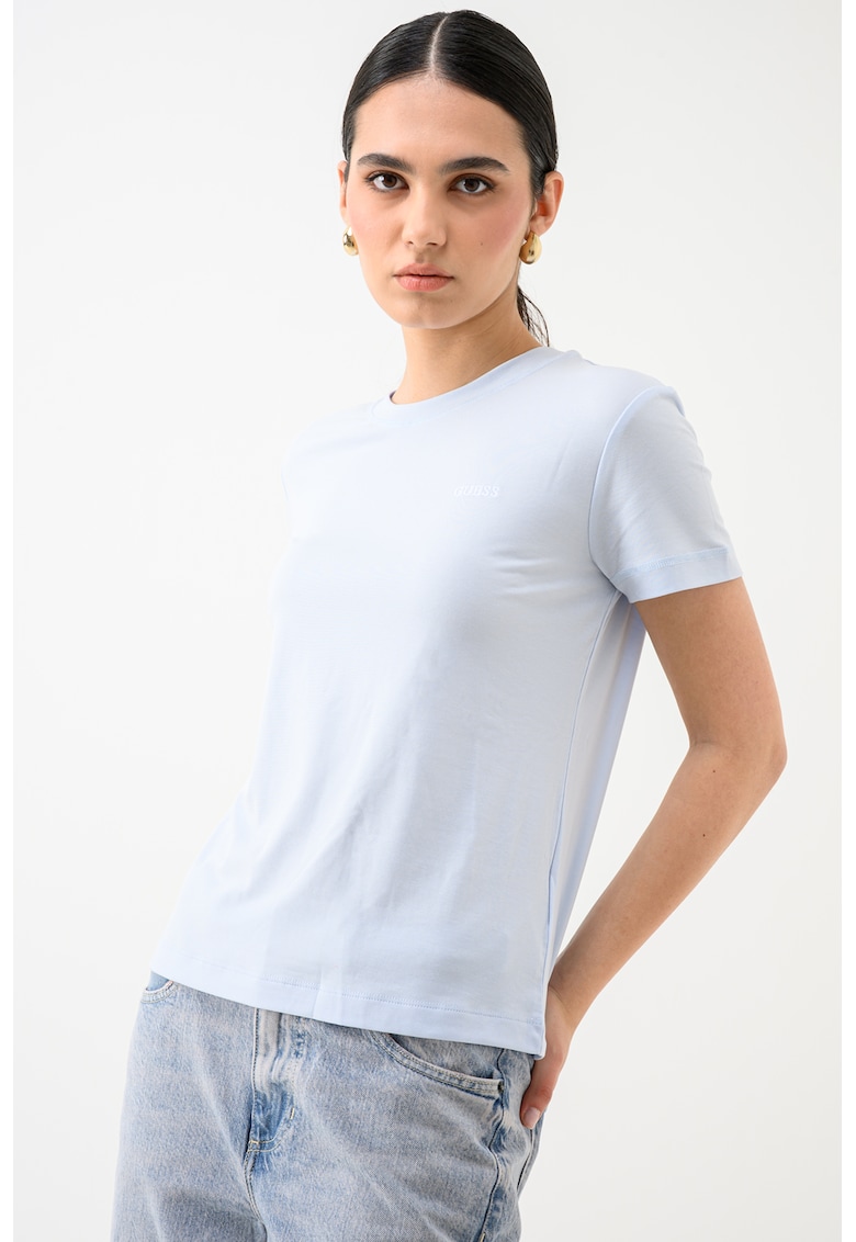 Tricou din amestec de lyocell cu decolteu la baza gatului