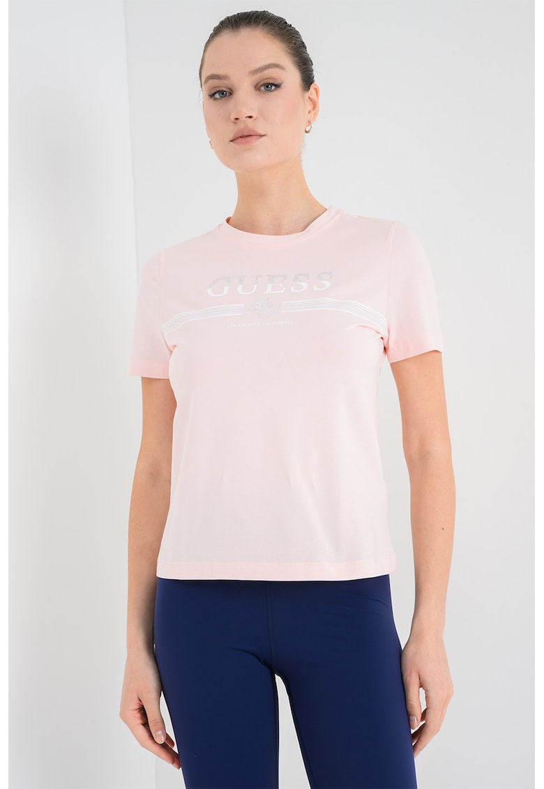 Tricou cu logo - pentru fitness - Alb/Roz pastel