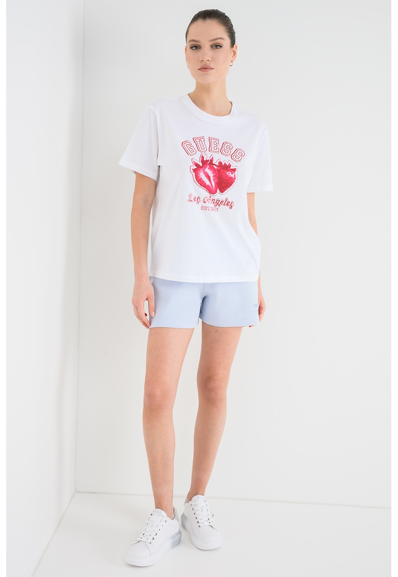 Tricou cu logo - pentru fitness - Rosu/Alb optic