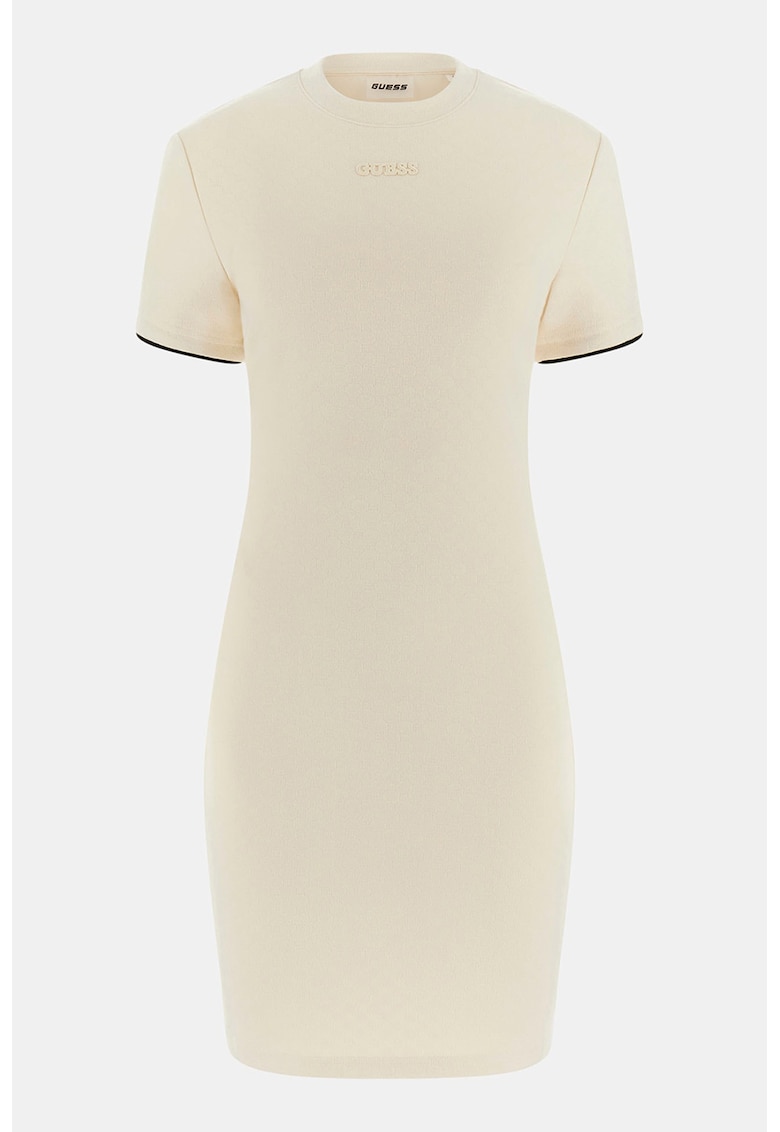 Rochie mini cu decolteu la baza gatului pentru fitness - Alb fildes