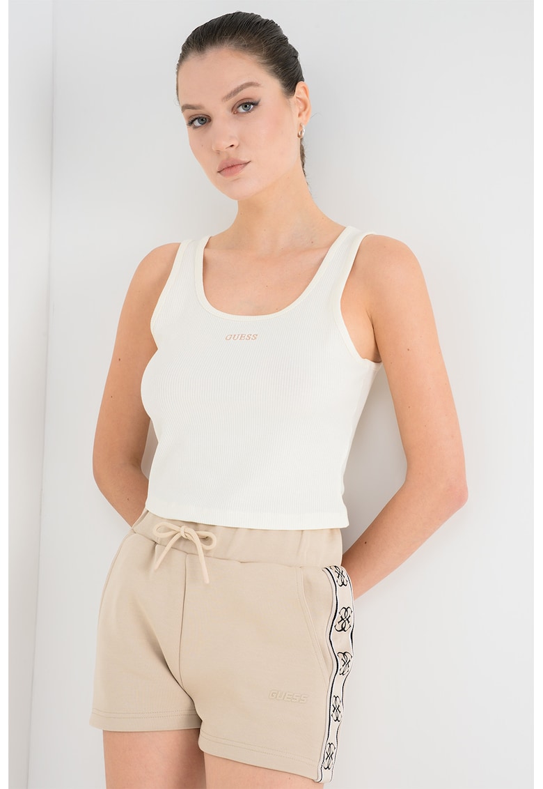 Top crop din amestec de lyocell - pentru fitness - Crem