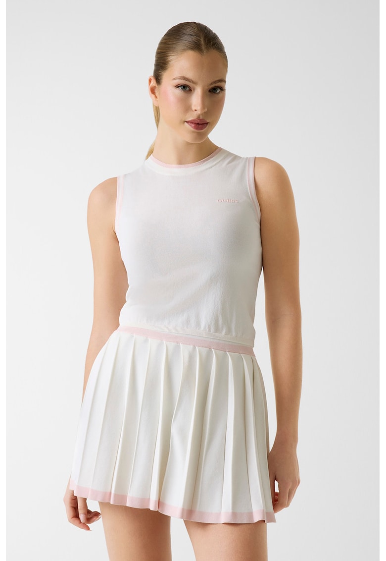 Tricou cu logo cauciucat - fara maneci - pentru fitness - Alb