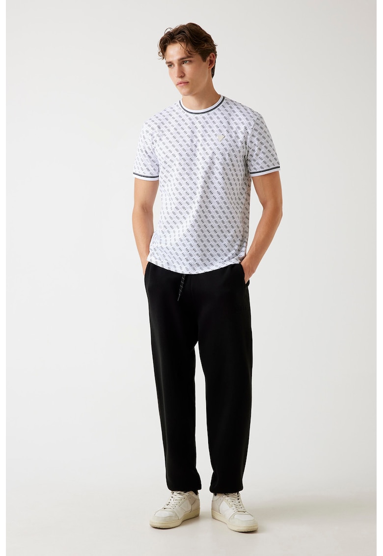 Tricou cu monograma - pentru fitness - Alb/Albastru