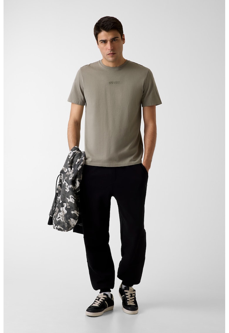 Tricou cambrat cu decolteu la baza gatului - pentru fitness - Kaki