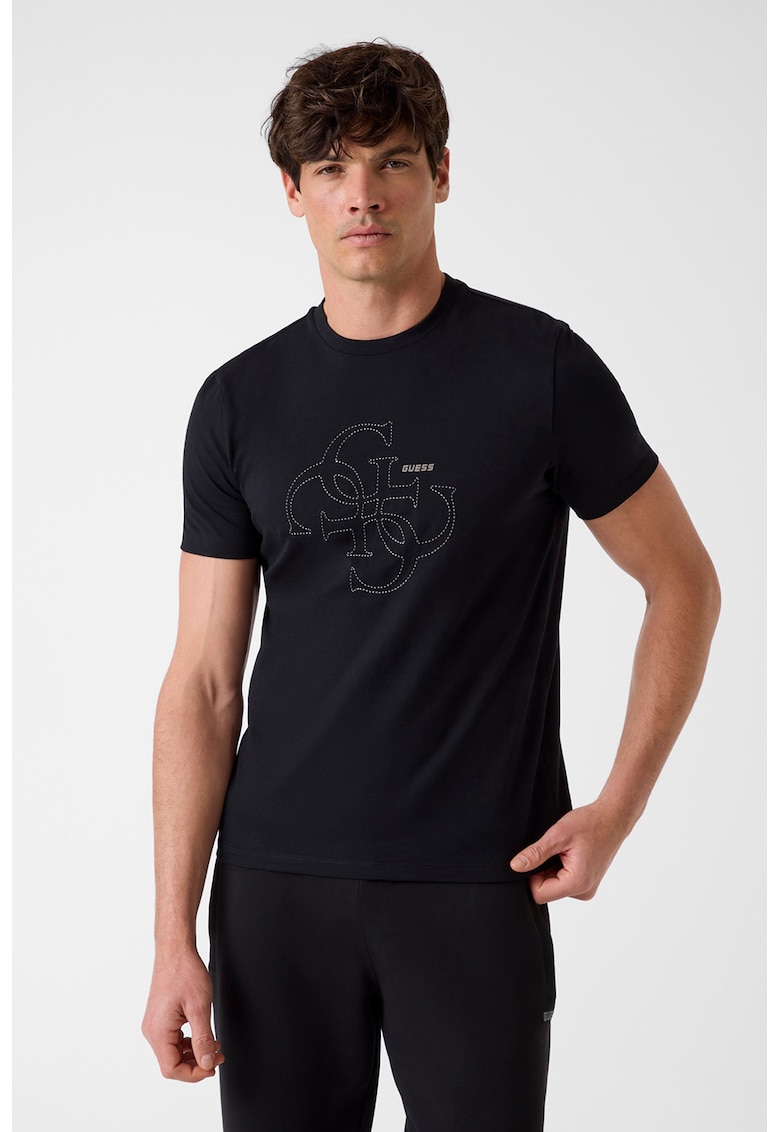 Tricou de bumbac cu imprimeu logo - Negru