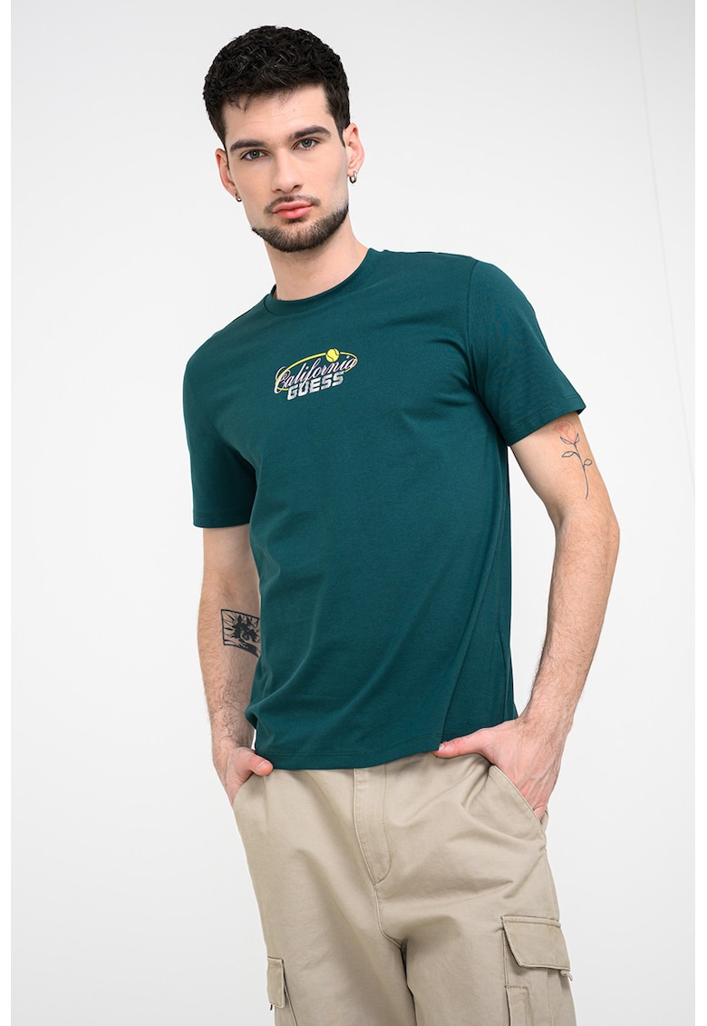 Tricou din bumbac cu logo - Verde englez