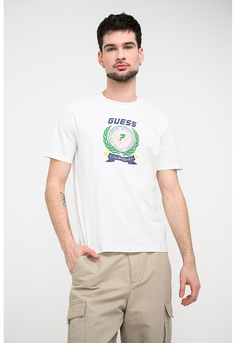 Tricou din bumbac cu logo - Alb/Verde