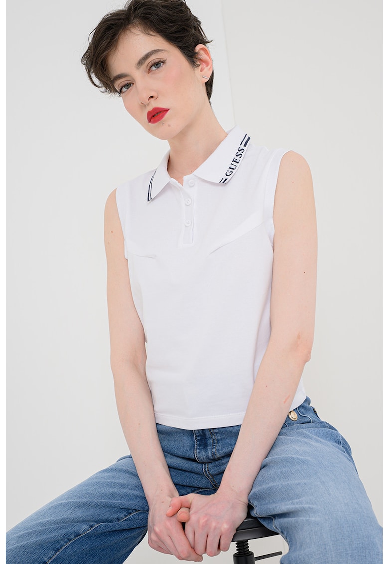 Tricou polo - fara maneci - Alb