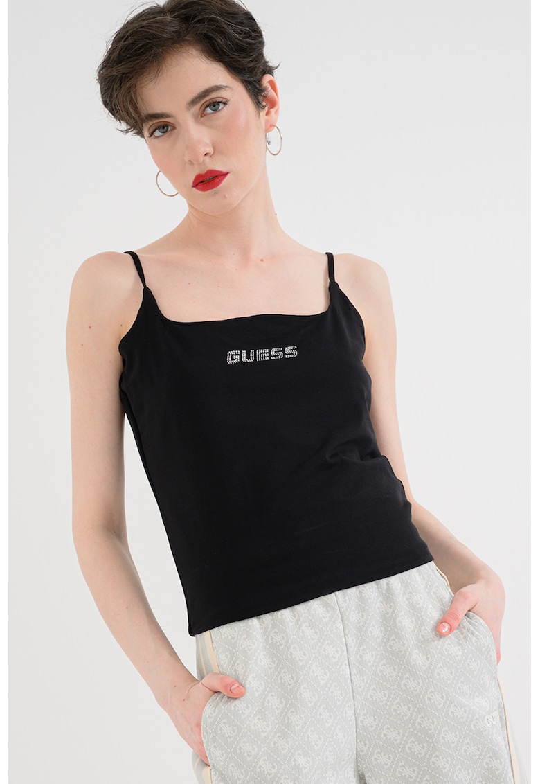 Top cu decolteu patrat - Negru