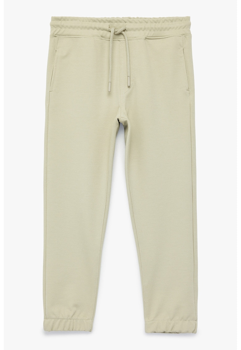 Pantaloni uni de trening cu talie ajustabila - Bej deschis