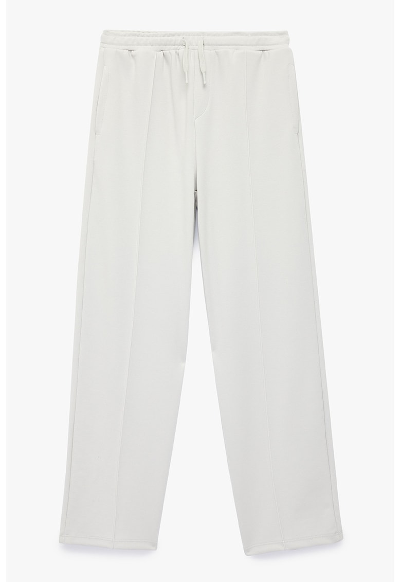 Pantaloni cu snur si pensa - Gri deschis